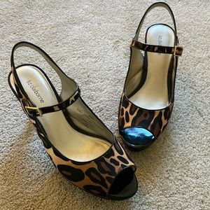 Liz Claiborne open toe heels, leopard print size 10M